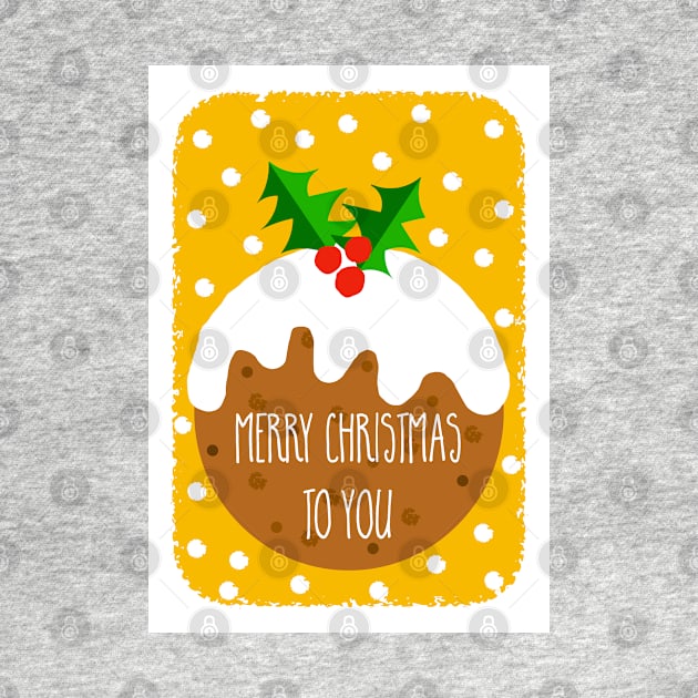 Christmas Pudding Festive Greeting ( yellow version ) by AdamRegester